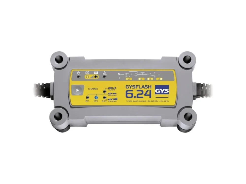 Aktuální Nabíječka GYSFLASH 6.24, 6/12/24 V, 15-170 Ah, 6/12 V 6 A, 24 V 4 A