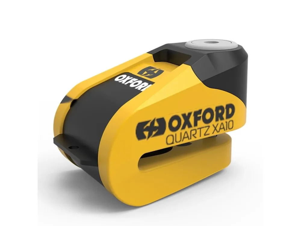 Zámek kotoučové brzdy Quartz Alarm XA10, OXFORD (integrovaný alarm, žlutý/černý, průměr čepu 10 mm) Nová Kolekce