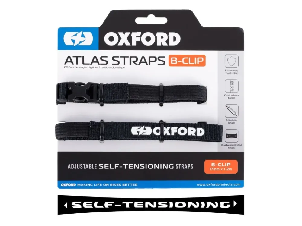 Vrácení Zdarma Zavazadlové popruhy Atlas B-Clip, 2 ks, OXFORD (černá, 17mm x 1,2m)