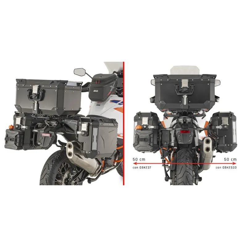 Poslední Šance PLOS7713CAM trubkový nosič bočních kufrů OBKEVSxxx s výřezem pro KTM 1290 Sup. Adv. S/R (21-25)