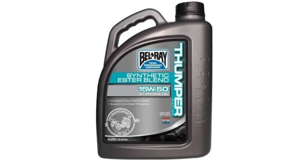 Pouze Dnes BELRAY motorový olej THUMPER RACING Synthetic Ester Blend 4T 15W50 4L