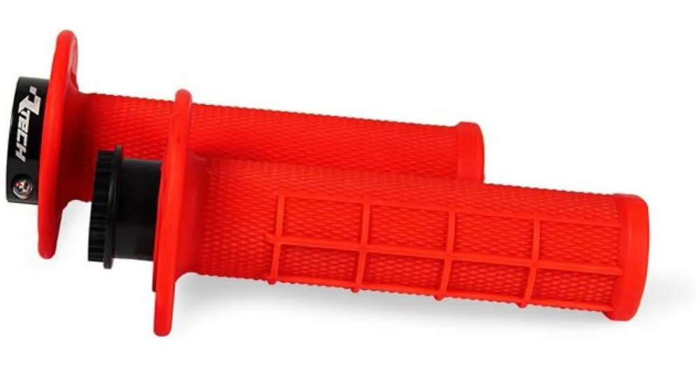 RTECH gripy lock-on R20 Half Waffle neon červené 1 pár Speciální Cena