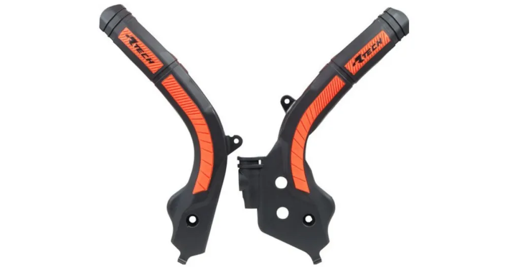 Levný RTECH protektory rámu KTM sada černo-oranžové