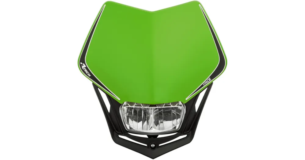 RTECH UNI přední maska včetně světla V-Face FULL LED zelená/černá Přímo Od Výrobce